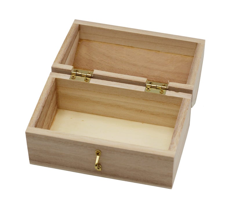 Creative Hobbies Pack of 6 Ready to Decorate Wood Treasure Chest Box Savings Bank with Coin Slot, Hinged Lid and Lockable Front Clasp, DIY Craft - Image 3